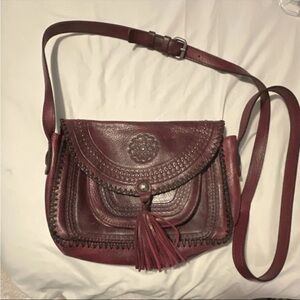 Patricia Nash Burgundy Leather Crossbody Bag